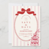 Save The Date Tour de Champagne Fantaisiste Doodle Mariage (Devant)