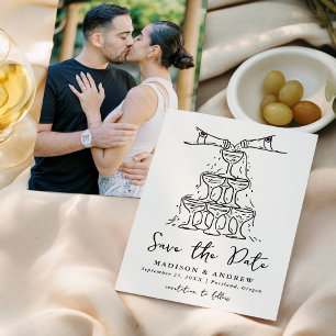 Save The Date Tour de Champagne Fantaisiste Photo Mariage Crème
