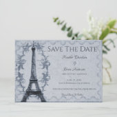 Save The Date Tour Eiffel Bleue Économisez La Date Annonce (Debout devant)