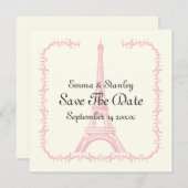 Save The Date Tour Eiffel rose mariage Paris Enregistrer la date (Devant / Derrière)