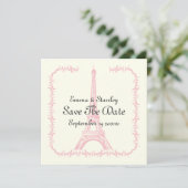 Save The Date Tour Eiffel rose mariage Paris Enregistrer la date (Debout devant)