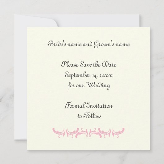 Save The Date Tour Eiffel rose mariage Paris Enregistrer la date (Dos)
