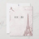 Save The Date Tour Eiffel Rose vintage Enregistrer la date (Dos)