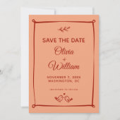 Save The Date Tourbières, Mariage orange et rouge (Devant)