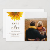 Save The Date Tournesol aquarelle. Botanique florale rustique (Devant / Derrière)