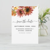Save The Date Tournesol Bourgogne Aquarelle Pays Mariage (Debout devant)