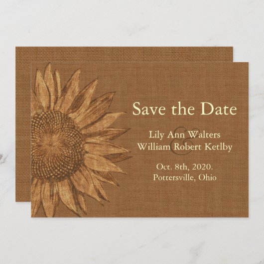 Save The Date Tournesol d'automne Enregistrer la date (Devant / Derrière)