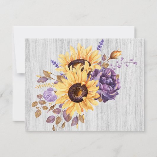 Save The Date Tournesol de printemps et pivoine violette Enregis (Dos)