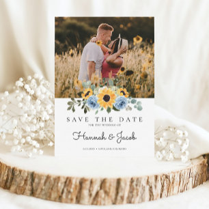 Save The Date Tournesol Dusty Blue Floral