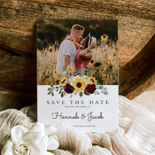Save The Date Tournesol et Rose Mariage de photo rustique