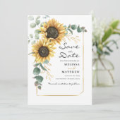 Save The Date Tournesol Eucalyptus Botanique Moderne Floral (Debout devant)