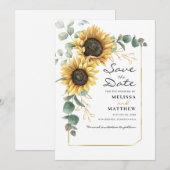 Save The Date Tournesol Eucalyptus Botanique Moderne Floral (Devant / Derrière)