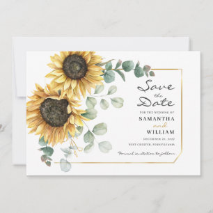 Save The Date Tournesol Eucalyptus Floral Botanique
