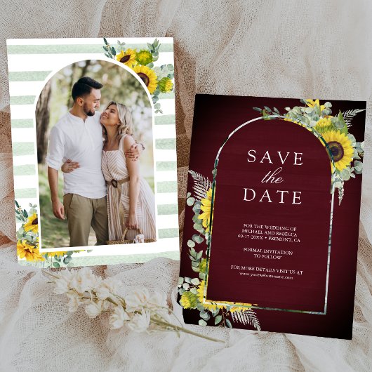 Save The Date Tournesol Eucalyptus Photo Mariage Bourgogne