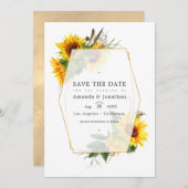 Save The Date Tournesol géométrique Mariage campagnard de grange (Devant / Derrière)