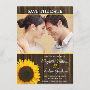 Save The Date Tournesol jaune Grange en bois Photo Enregistrer l
