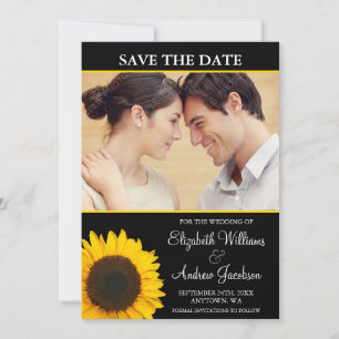 Save The Date Tournesol jaune noir photo Enregistrer la date