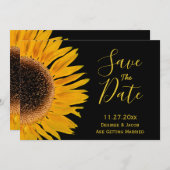 Save The Date Tournesol Jaune Rustique Noir Enregistrer La Date (Devant / Derrière)
