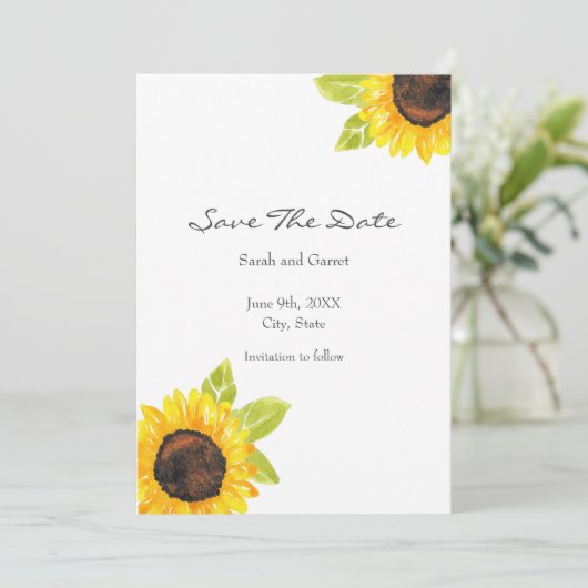 Save The Date Tournesol Peint À La Main (Debout devant)