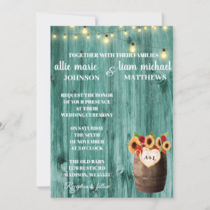 Save The Date Tournesol & Rose Whiskey Barrel Mariage Inviter