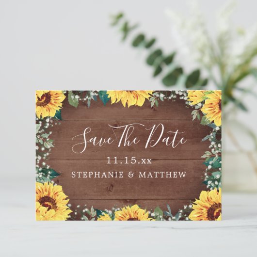 Save The Date Tournesol rustique Babys Respirer frontière Mariag (Debout devant)