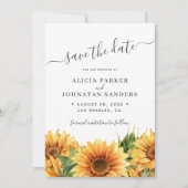 Save The Date Tournesol rustique boho été jardin mariage blanc (Devant)