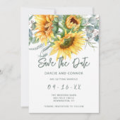 Save The Date Tournesol rustique Eucalyptus Aquarelle (Devant)