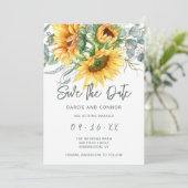 Save The Date Tournesol rustique Eucalyptus Aquarelle (Debout devant)