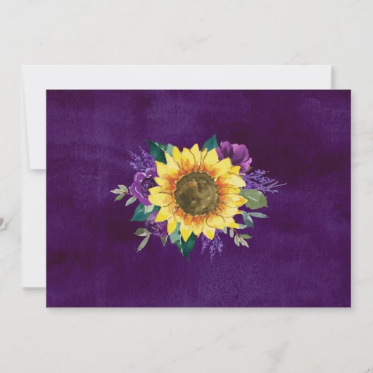 Save The Date Tournesol Rustique Lumières Violet Photo Enregistr (Dos)