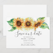 Save The Date Tournesol Rustique Mariage d'aquarelle botanique (Devant / Derrière)