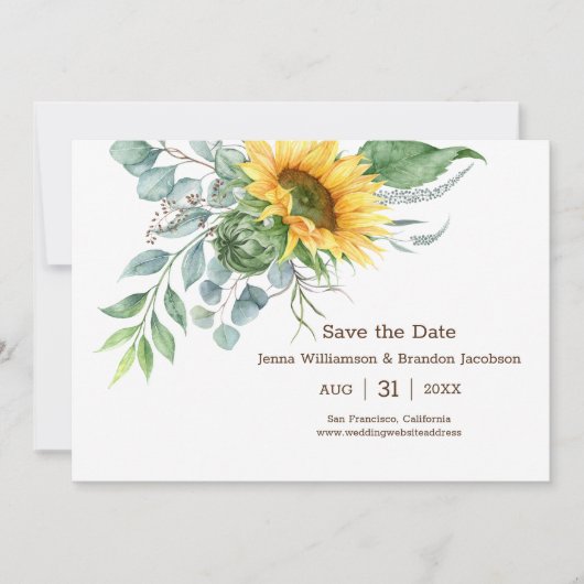 Save The Date Tournesol rustique mariage Enregistrer la date Ver (Devant)