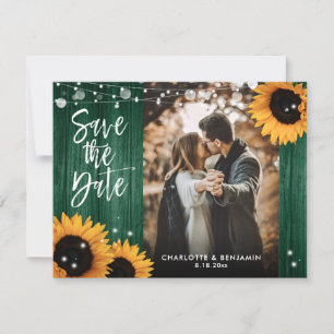 Save The Date Tournesol rustique Mariage vert