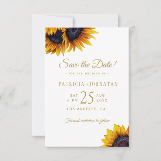 Save The Date Tournesol rustique PHOTO enregistrer la date maria (Devant)