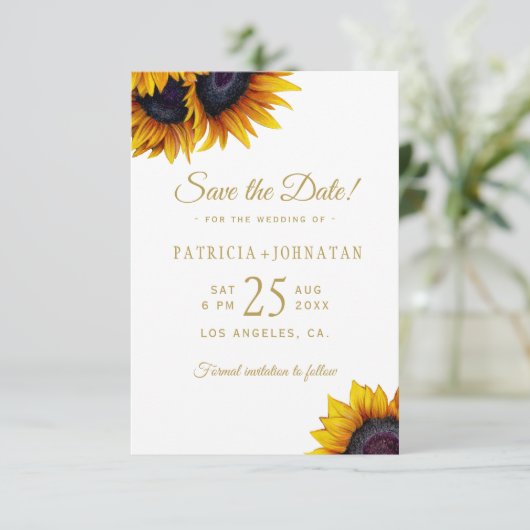Save The Date Tournesol rustique PHOTO enregistrer la date maria (Debout devant)