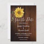 Save The Date Tournesol rustique sur le mariage campagnard en bo (Devant)