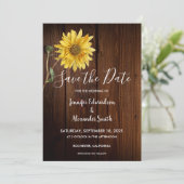 Save The Date Tournesol rustique sur le mariage campagnard en bo (Debout devant)