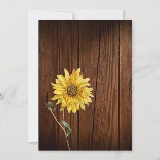 Save The Date Tournesol rustique sur mariage champêtre en bois d (Dos)