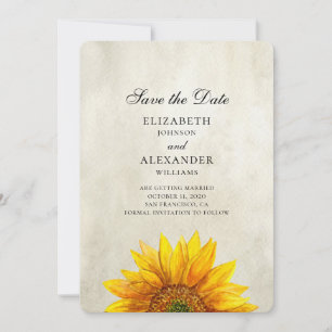 Save The Date Tournesol sauvegardez la date. Mariage rustique. P