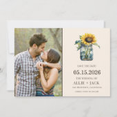 Save The Date Tournesol simple photo Mariage rustique (Devant)