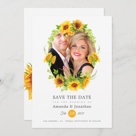 Save The Date Tournesols Boho Photo Mariage (Devant / Derrière)