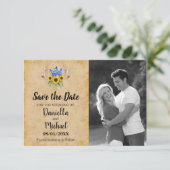 Save The Date Tournesols Rustiques Antlers Floral Mariage (Debout devant)