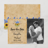 Save The Date Tournesols Rustiques Antlers Floral Mariage (Devant / Derrière)