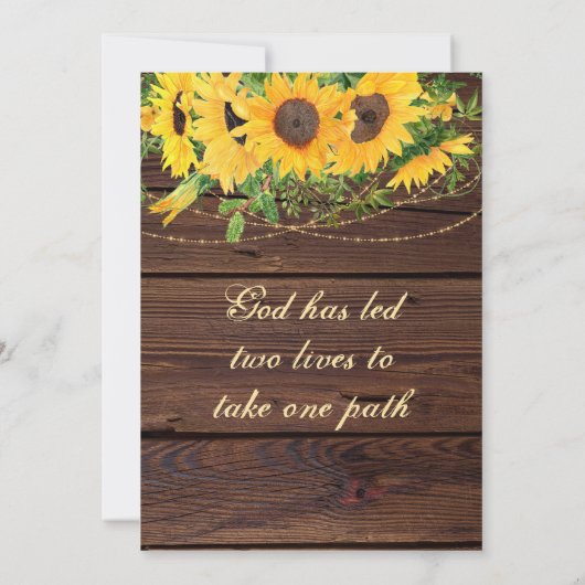 Save The Date Tournesols Rustiques Bois Mariage inspirant (Dos)