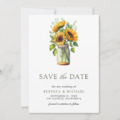 Save The Date Tournesols rustiques en pot Mason Photo mariage (Devant)
