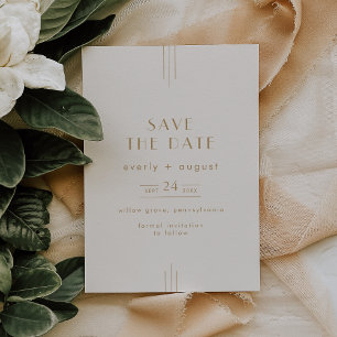 Save The Date TOUS Vintages Art déco crème et Mariage or