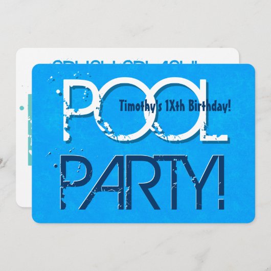 Save The Date Tout Ado Anniversaire Pool Party Enregistrer la da (Devant / Derrière)