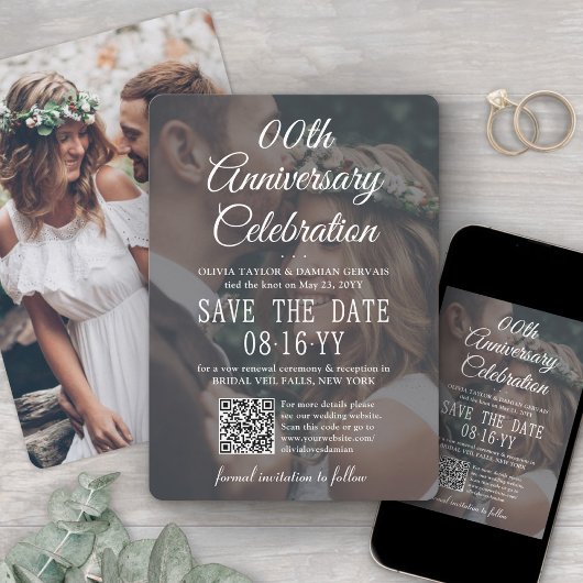 Save The Date TOUT Élégant fête d'anniversaire 2 Photo & Code QR