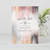 Save The Date Traces Abstraites de brosse Blush Gold Charcoal (Debout devant)