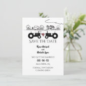 Save The Date Tracteurs Silhouette et Mariage Noir et Blanc à la (Debout devant)