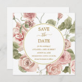 Save The Date Trame or rose rose pâle (Devant / Derrière)